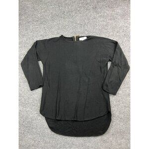 Magaschoni Cashmere Sweater Womene's Large Black Pullover Hi Low Crew Neck